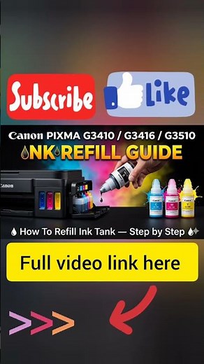 How to Refill ink tank to ink bottle's on Canon PIXMA G3416 G3410 G3411 G3415 G3510 G3210 Printer.