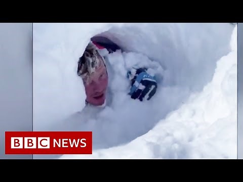Utah avalanche: Amazing escape of snowmobilers - BBC News