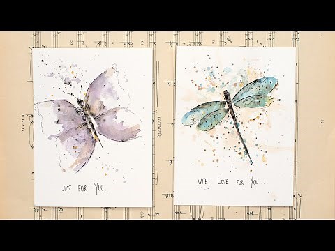 DIY Watercolor butterfly and dragonfly cards ideas for any occasion