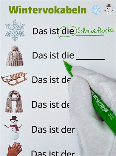 Winterwörter auf Deutsch lernen: Artikel und mehr
