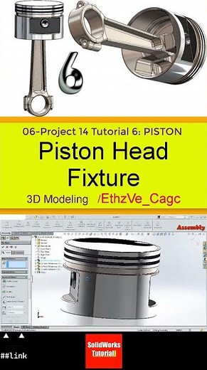 6- 3D Draft | PISTON |: Piston Head Fixture #3d #solidworks #tutorial #cad #drawing #automobile