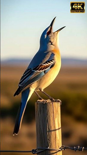 Patagonian Mockingbird Song | Close-Up Of This Radiant Bird Singing On A Wind-Swept Fencepost | 4K