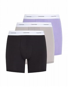 Calvin Klein Cotton Modal Stretch 3 pack boxer briefs in black/grey/lilac | ASOS