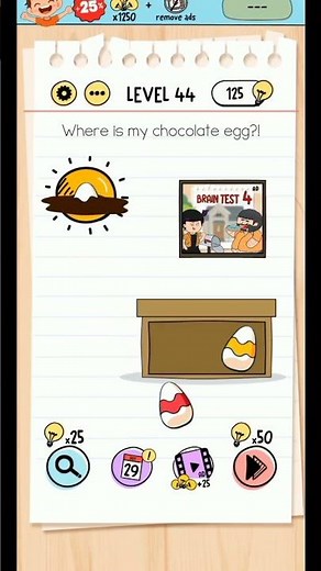 Brain Test Level 44 Where Is The Chocolate Egg Full Gameplay Solution 🍫