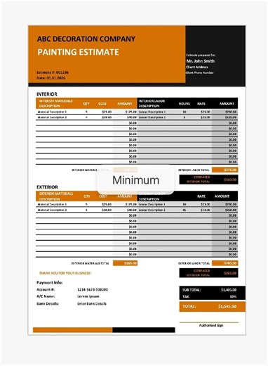 Editable Painting Estimate and Invoice Template, Contractor Quote Form - Etsy UK