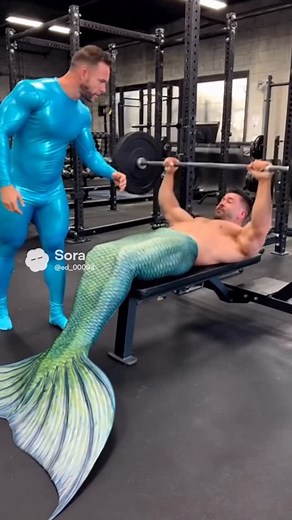 MermanMaker on Instagram: "I think he might be training the wrong muscle group. #merman #reels #aivideo #musclemerman #マーマン #人魚 #rubbersuit #fullbodysuit #mermanfantasy #mermantraining #latexsuit #sora2"