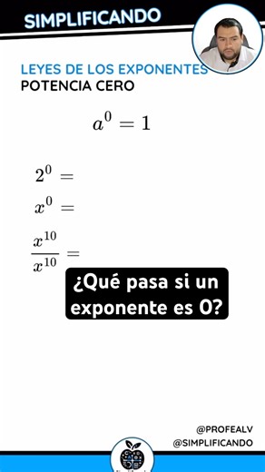 ¡Cualquier cosa a la cero es UNO! 🤯 #matematicas #exponentes #Potencias #Leyes