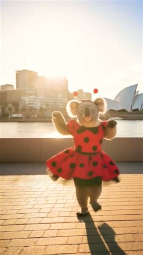 KOALA GIRL DANCING #DreamScreenAI #cute #sydneyaustralia #sydneyharbour #fypシ゚viral #girl #polkadot