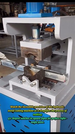 Hydraulic Machine Cutting Perfect Corner Notches In Square Pipes