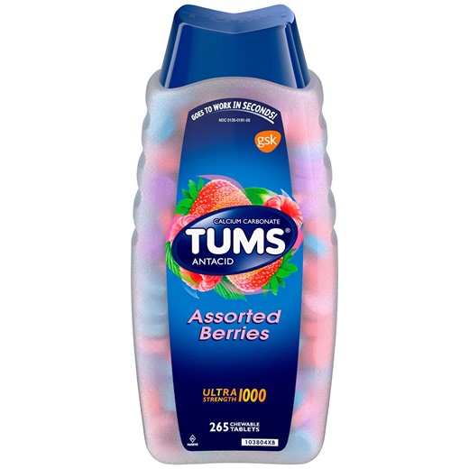 TUMS Ultra Strength Chewable Antacid Tablets, Assorted Berries, 265 ct. - Samsclub.com