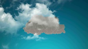 Download bhutan country map with zoom in Realistic Clouds Fly Through. camera zoom in sky effect on bhutan map. Background Suitable for Corporate Intros, Tourism, Presentations. for free