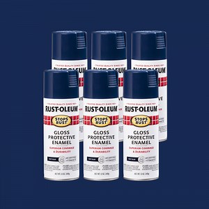 Navy, Rust-Oleum Stops Rust Gloss Protective Enamel Spray Paint, 12 oz, 6 Pack