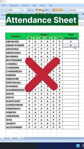 professional Attendance sheet | Attendance sheet in excel | Ms excel