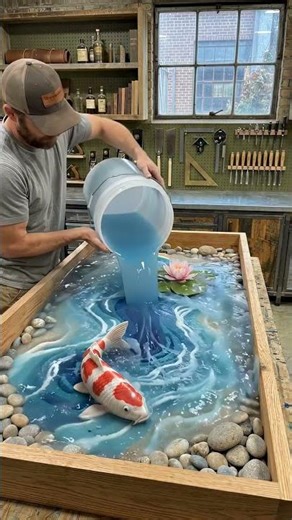This Epoxy Table Has a Frozen Koi Pond Inside 🐟