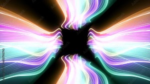 colorful rainbow animation with animated neon lines beams glowing path and square logo template at end