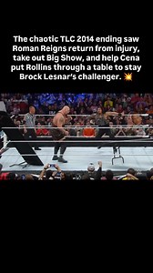 1.8K views · 17 reactions | Seth Rollins looked set to steal Cena’s title shot at TLC 2014 with Big Show’s help, but the returning Roman Reigns evened the odds, leaving Cena to finish the match with an Attitude Adjustment through a table and secure his path to Brock Lesnar.  #johncena #sethrolllins #romanreigns #bigshow #wwe #tlc | The Kickout Zone | Facebook