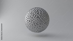 Relaxing Sphere Animation. Rolling spheres in another sphere in front of a grey background.