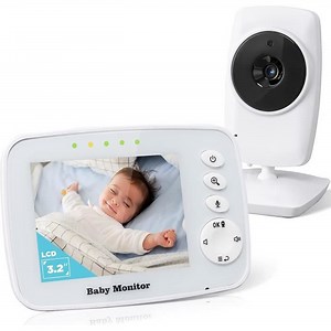 VASEabyphone Caméra Babyphone Vidéo sans Fils Moniteur 3,2" Vision Nocturne Moniteur Vidéo pour Bébé Communicatioidirectionnel C58