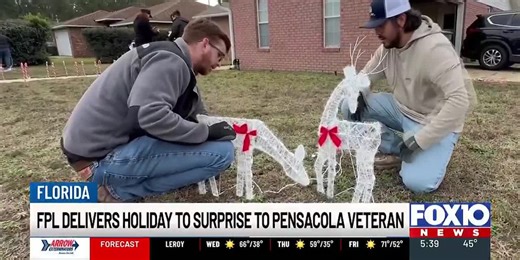 Florida Power & Light decorates Pensacola veteran’s home for the holidays