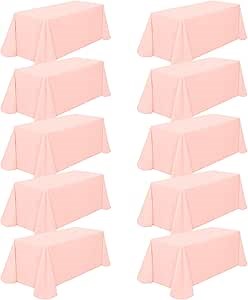 10 Pack Pink Tablecloth 90 x 156 Inch for Rectangle Table,Polyester Tablecloth for 8 Ft Tables,Stain and Wrinkle Resistant Washable Fabric Table Cover for Wedding,Buffet Party