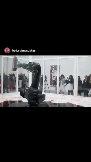 "No piece of #art has ever #emotionally affected me the way this #robot arm piece has. It's programmed to try to contain the #hydraulic fluid that’s constantly leaking out and required to keep itself running...if too much escapes, it will die so it's desperately trying to pull it back to continue to fight for another day. Saddest part is they gave the robot the ability to do these 'happy dances' to spectators. When the project was first launched it danced around spending most of its time interac