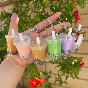 Custom Boba Milk Tea Liquid Drink W/ Ice Keychain | Matcha Milk Tea Keychain | Taro Milk Tea Keychain | Boba Keychain | Boba Shaker Keychain - Etsy
