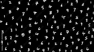 White wiggly hand drawn numbers pattern overlay doodle
