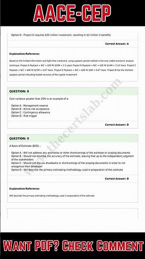 Practice Test - Certified Estimating Professional (CEP) AACE-CEP Exam Questions