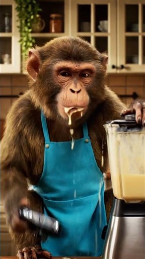 “Monkey Makes Banana Shake… And It Explodes! 😂🍌”