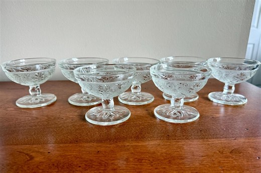 Vintage Indiana Glass Sherbet Dish | Sandwich Pattern Dessert Glass - Etsy