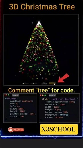 3d cristmas tree animation using HTML CSS js #codingbat #animation #shorts #cinematic #cristmas