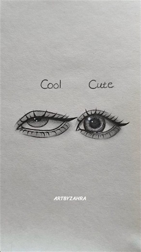 How to draw eyes for beginners ✨ Cute and Cool #artbyzahra #drawing #artist #shorts #howtodraw #eye