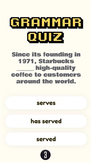 Serves vs. Served vs. has served😊✦English Grammar Quiz Game (A1-B2) #englishlearning #englishgrammar