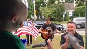 1.8M views · 48K reactions | A few of the guys were able to sneak over and play some songs for an awesome little fella named Quinn yesterday. Quinn is currently unable to leave his home due to high risk of infection while battling cancer. Quinn has a wonderful family and they are in our thoughts and prayers during this difficult time. The Mighty Quinn | Dropkick Murphys | Facebook