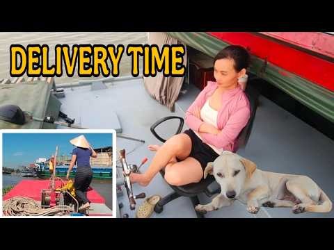 A Girl Driving a Boat Full of Farm Produce | Docking in Strong Current