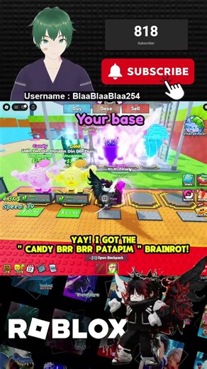 Yay! I got the CANDY BRR BRR PATAPIM brainrot! #roblox #robloxchallenge #robloxgameplay
