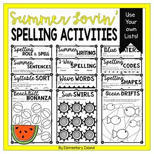 Summer ELA Activities Blank Spelling Practice Sheets Spelling Choice Activities