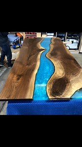 4.9M views · 1.5K reactions | For this custom build, we used a pair of walnut slabs from the same tree and then poured @ecopoxy Liquid Plastic in the middle. We used Bora Bora Blue metallic pigment to achieve the blue color and then finished the piece with @rubiomonocoatusa Pure 2C Oil. Let us know what you think! - #BoraBora #Resin #RiverTable #diyhomedecor #makersgonnamake #interiordesigner #interiors | Jeff Mack Designs | Facebook