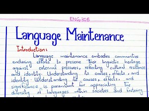 Language Maintenance #ENG-305 #5thsemester #pu