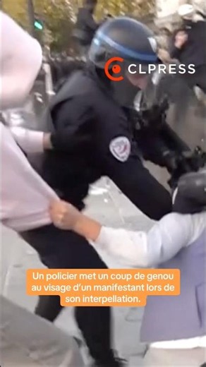 Ce policier met un coup de genou au visage d'un manifestant ce 8 octobre à Paris - Acte 4 Lycéens