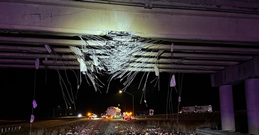 I-90 closed near Cle Elum where a semi-truck hit the overpass