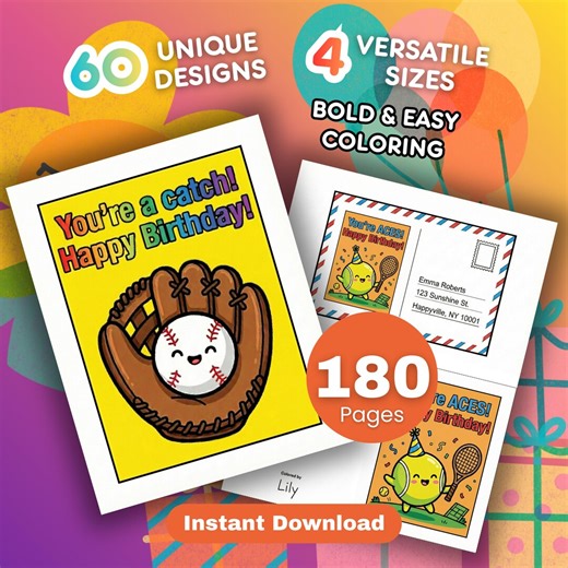 Coloring Birthday Card Postcard Card to Color Digital Greeting Card Kids Bday Party Birthday Gift Bold & Easy Happy Birthday Punny Printable - Etsy