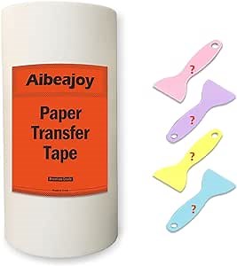 Transfer Tape for Vinyl 12" x 300' Masking Tape of Paper, Premium-Grade Transfer Paper for Vinyl with Layflat Adhesive for Cricut Vinyl Crafts, Decals, and Letters