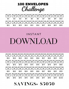 100 Envelope Challenge Printable, Money Savings Challenge, Digital Download, Savings Tracker, Savings Challenge - Etsy Australia