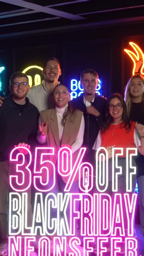 Black Friday: 𝟯𝟱% 𝗼𝗳𝗳 your neon sign! Take advantage of our 𝗯𝗶𝗴𝗴𝗲𝘀𝘁 𝗱𝗶𝘀𝗰𝗼𝘂𝗻𝘁 𝗲𝘃𝗲𝗿 and step into your neon world. Browse our collections or use our Neon Builder to design your own creation. | Neonsfeer