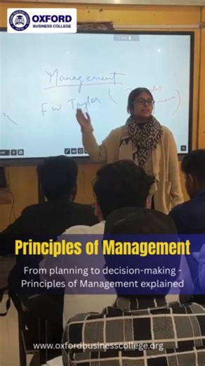 Oxford Business College on Instagram: "Principles of Management – Learn How Great Leaders Lead! 💼✨ Today's session/video dives into the core Principles of Management, helping students understand how planning, organizing, staffing, directing, and controlling shape every successful organization. Whether you're a future manager, entrepreneur, or corporate leader, mastering these fundamentals is the first step toward building a strong professional foundation. 🚀 At Oxford Group of Institutions, we 