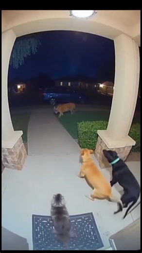 Brave dog saving cat from hawk attack