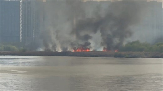Large fire sends massive smoke plume over downtown Changsha in Changsha, Hunan, China