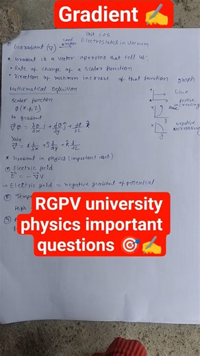 gradient physics important questions 🎯✍️ #yt #halleffect #coding #short #ytshorts #rgpv #rgpvexam