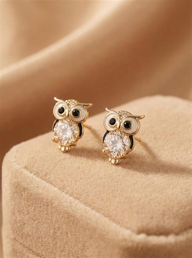 Symbol of Wisdom Jewelry, Owl Stud Earrings, Dainty Animal Bird Earrings, Small Gold Earrings for Her - Etsy